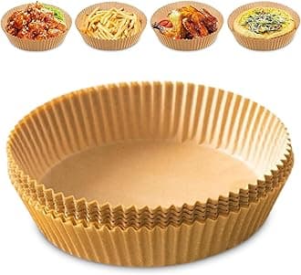 Healthy Cooking Made Easy with Our Air Fryer Sheets: Oil-Absorbing Non-Stick Parchment Papers for Air Fryer liners. The Ultimate Green Kitchen Essential! (50pcs Circle - 16cm)
