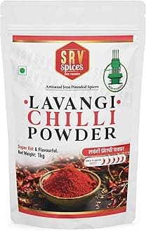 SRV Spices Lavangi, Teja, Super Hot Red Pepper Powder, Red Paprika Powder, Iron Pounded, Natural Oil Intact, Spicy, Super Spicy (1, 1 kg)