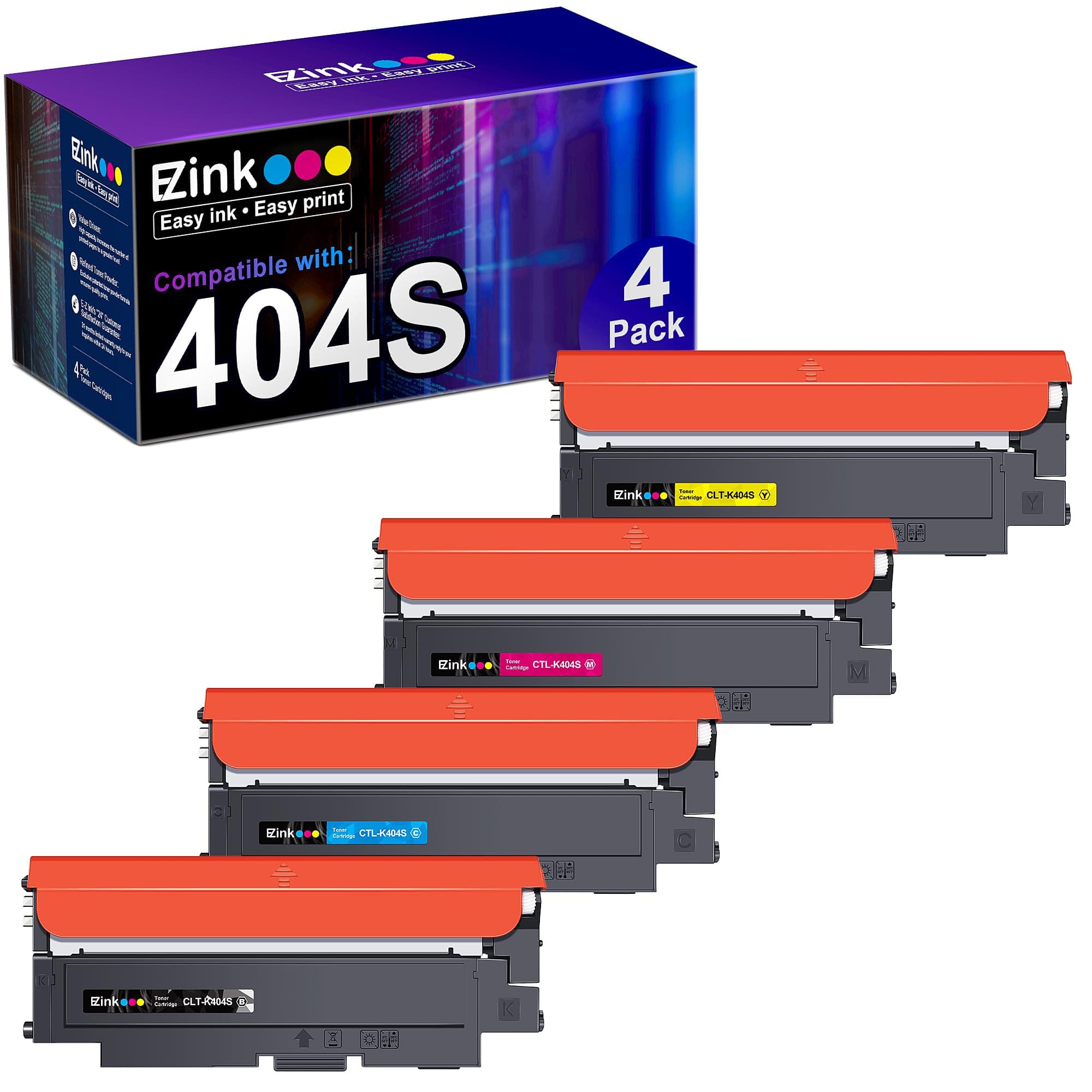E-Z Ink (TM Compatible Toner Cartridge Replacement for Samsung CLT-K404S CLT-C404S CLT-M404S CLT-Y404S CLT 404S to use with C480FW C430W SL-C430W SL-C480FW SL-C480FN Printer Tray (4 Pack)