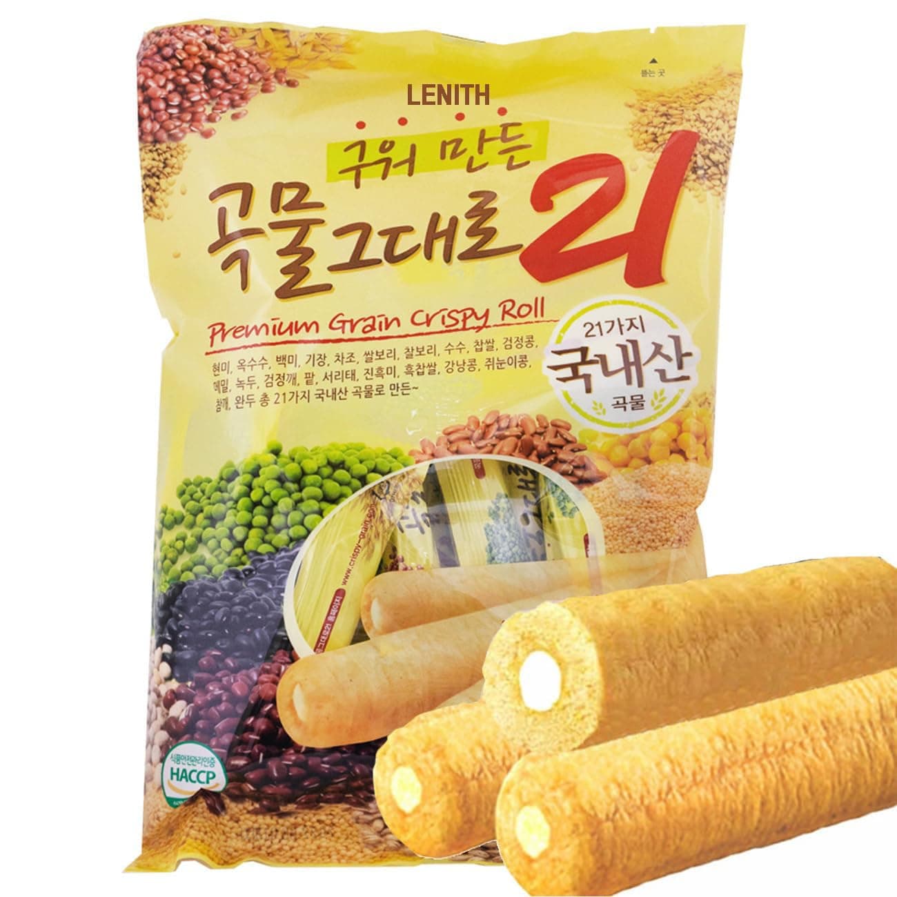 LENITH Korean Premium Multi Whole Grain Baked Crispy Rolls 21 Grains 180g(6.35oz 1090kcal)