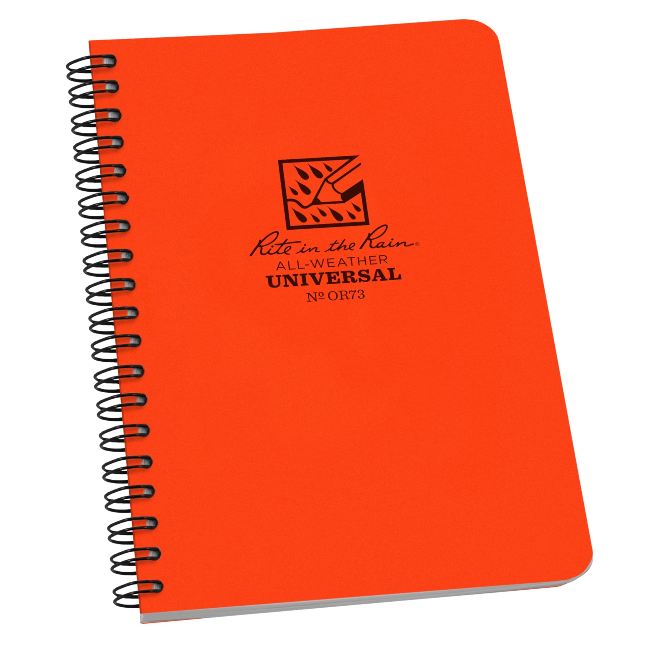 Rite in the Rain All-Weather Side-Spiral Notebook, 4 5/8" x 7", Orange Cover, Universal Pattern (No. ) (OR73)