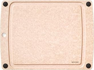 All-In-One Cutting Board with Non-Slip Feet and Juice Groove, 17.5" × 13", Natural/Black