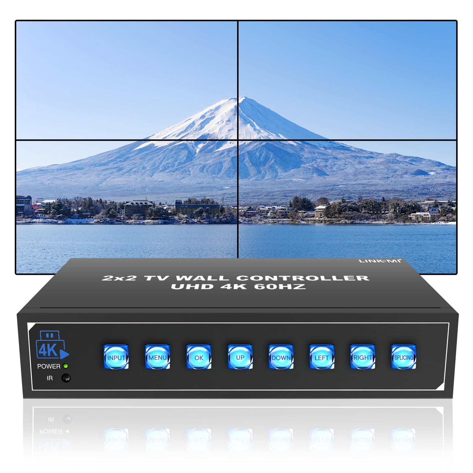 4K60 2x2 Video Wall Controller with HDMI USB inputs 1x2 1x3 1x4 2x1 3x1 4x1 UHD TV Wall Controller for 4 TVs Support USB Auto Display
