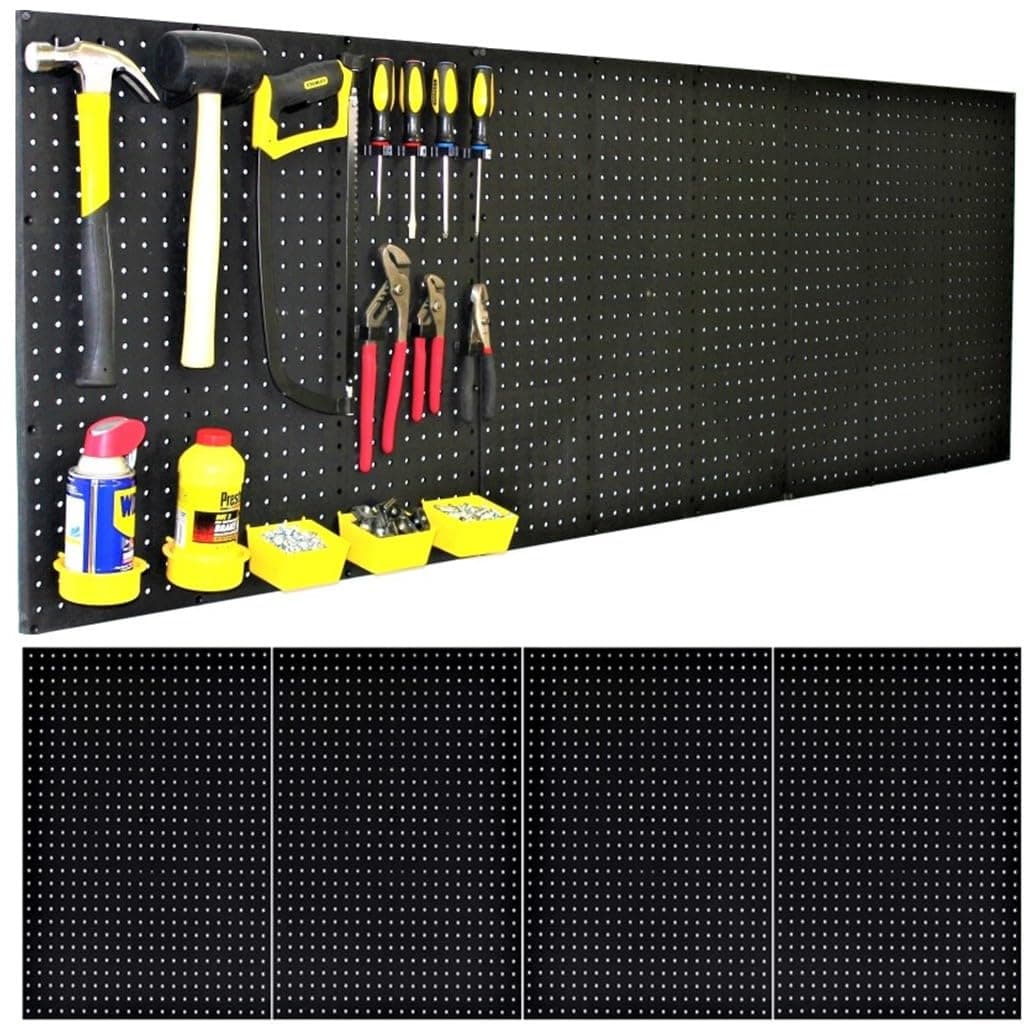 WallPeg (3) Black Plastic Pegboard Panels - 180cm Wide Garage Tool Pegboard - AM 212