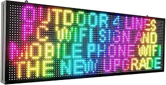Outdoor P10 LED Digital Sign - RGB Full Color WiFi Programmable LED Sign 39"x 14" High Brightness, High Definition Scrolling LED Sign - LED Sign for Business