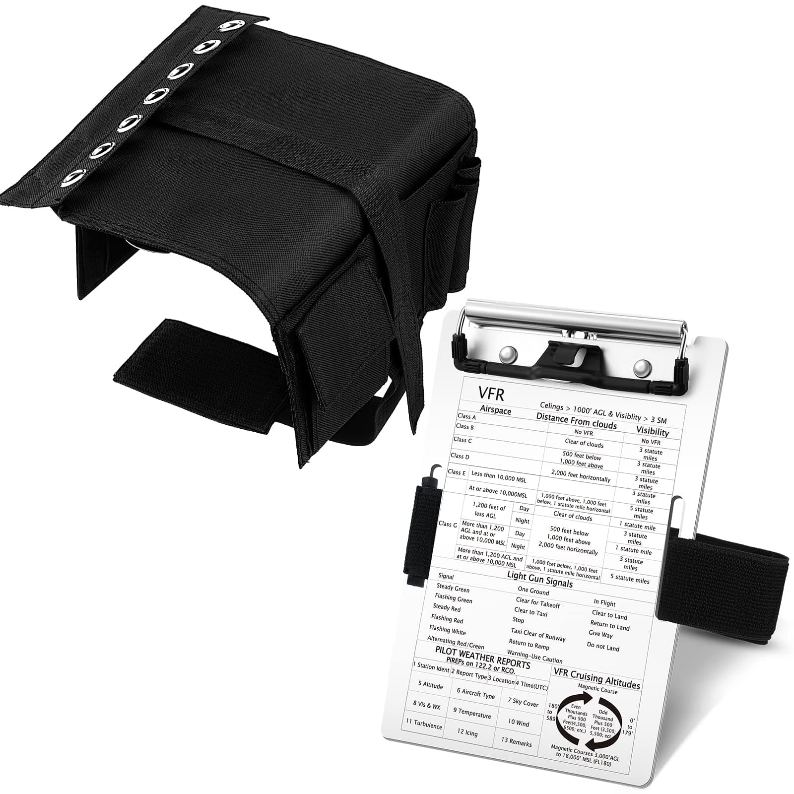 Geyee Pilot Kneeboard Aviation Knee Board Clipboard Include Aluminum Pilot Writing Board with Pen Holder Elastic Strap Pilot Accessories for Professional Pilots General Aviation