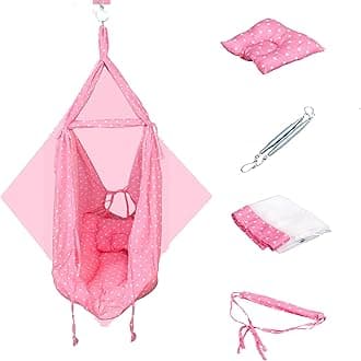 Roxy Baby Swing Cradle with Mosquito Net, Pillow and Spring (Pink)