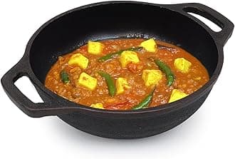 The Indus Valley Super Smooth Cast Iron Kadai for Deep Frying | Small, 20.3cm/ 8Inch, 1.3Ltr, 1.8kg | Naturally Nonstick, Pre-Seasoned Kadhai, 100% Pure & Toxin-Free, No Chemical Coating