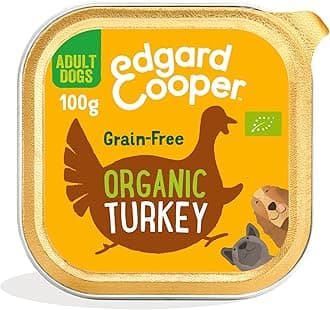 Edgard Cooper Organic Grain-Free Wet Dog Food Trays, Organic Turkey 17 x 100g, Natural Dogs Food in Cup for Adult Dogs, Fresh Meat, High Protein, Hypoallergenic, No Added Sugar