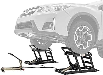 Car Ramps for Oil Change, 3,000 lb GAWR, Hydraulic, Adjustable 6"–15.5", Underbody Access, Black Widow, Pair