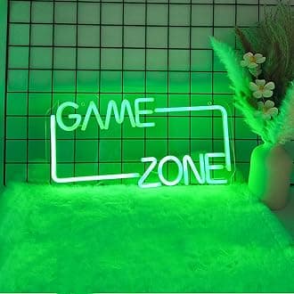 Adnkwolivt Game Zone Gaming Neon Sign - Boys Gaming Room Decor Light Signs, LED Bright Green Gamer Neon Sign for Teen Boys Bedroom, Party, Gifts for Gamer Boyfirend, Dimmable Switch USB Powered