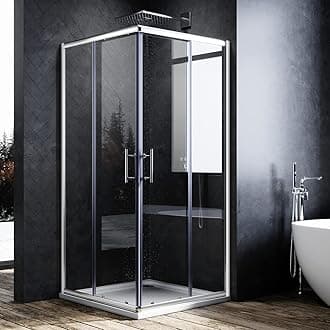 ELEGANT 760 x 760 mm Sliding Doors Corner Entry Shower Enclosure 6mm Extra Toughened Safety Glass Screen Cubicles
