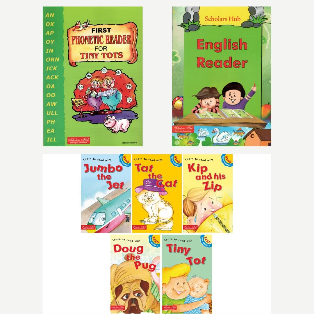 Child's First Phonics Book Combo: Phonetic Reader, English Reader & Read with Phonics Storybook (Pack Of 7) - Phonics Book for Kids, Phonic Sound Stories Book for Kids Ages 3-7 Years, Sight Words and Sentences, Phonics Building, Word Formation, Vowels Sounds, Letter Sounds, Phonetic Reader Books for Kids, Single Line Story Books for Kids, Illustrated Large Print Story Books, Combo (280 Pages)