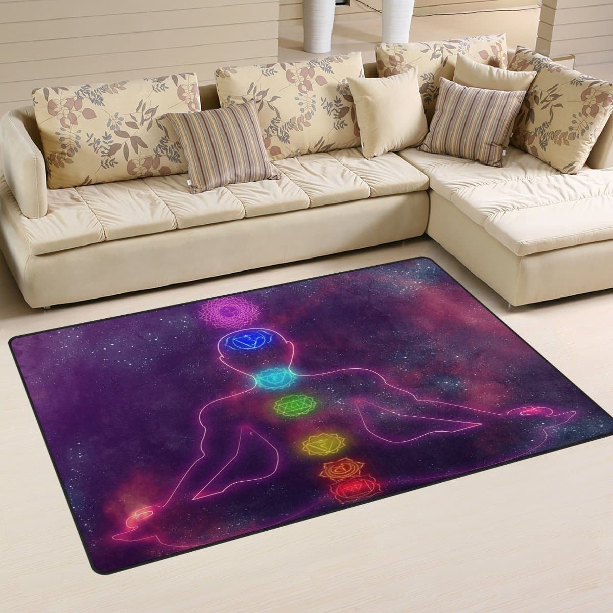 Weststyle Human System of Chakras Pattern Area Rug Rugs Non-Slip Indoor Outdoor Floor Mat Doormats for Home Decor
