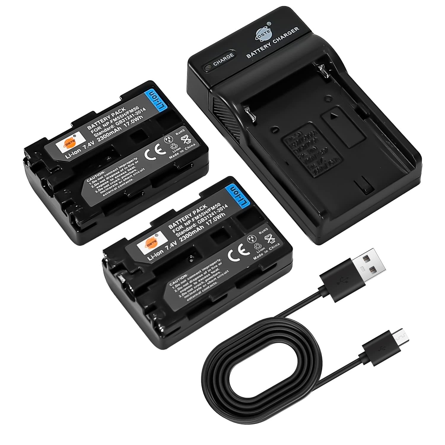 DSTE NP-FM50 Camera Battery (2-pack) and Charger Compatible with Sony NP-FM30, CCD-TRV126 CCD-TRV128 CCD-TRV138 CCD-TRV208 CCD-TRV218 CCD-TRV228 CCD-TRV238