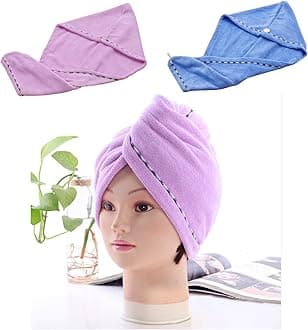 2 Pack Microfiber Hair Towel Wrap for Women and Men,Bathroom Essential Accessories | Hair Turban for Drying Curly, Long & Thick Hair (Multicolor)