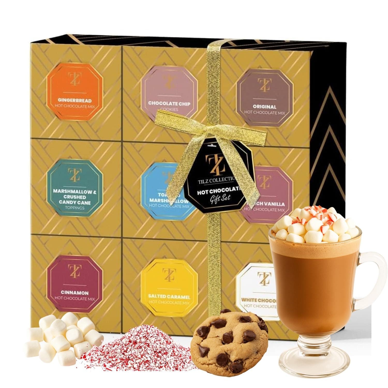Hot Chocolate Cocoa Gift Set Mini Drinking Chocolate Different Flavors Selection Including Roasted Marshmallow Hazelnuts Gingerbread Luxury Christmas Gifts