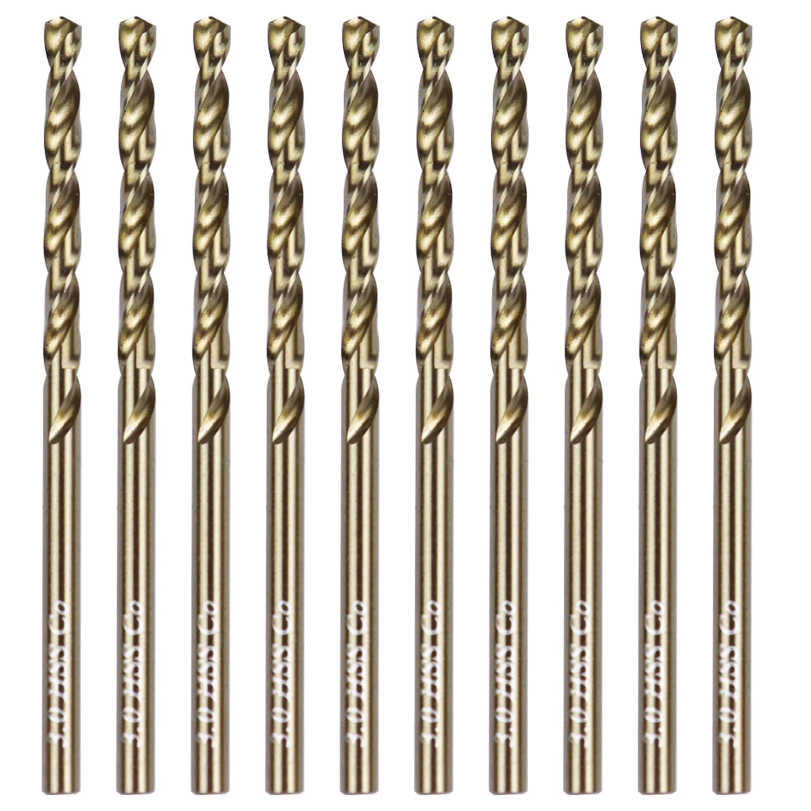 10Pcs M35 Cobalt HSS Twist Drill Bits 3mm with Straight Shank, Drilling for Stainless Steel, Copper, Aluminum Alloy and Softer Materials