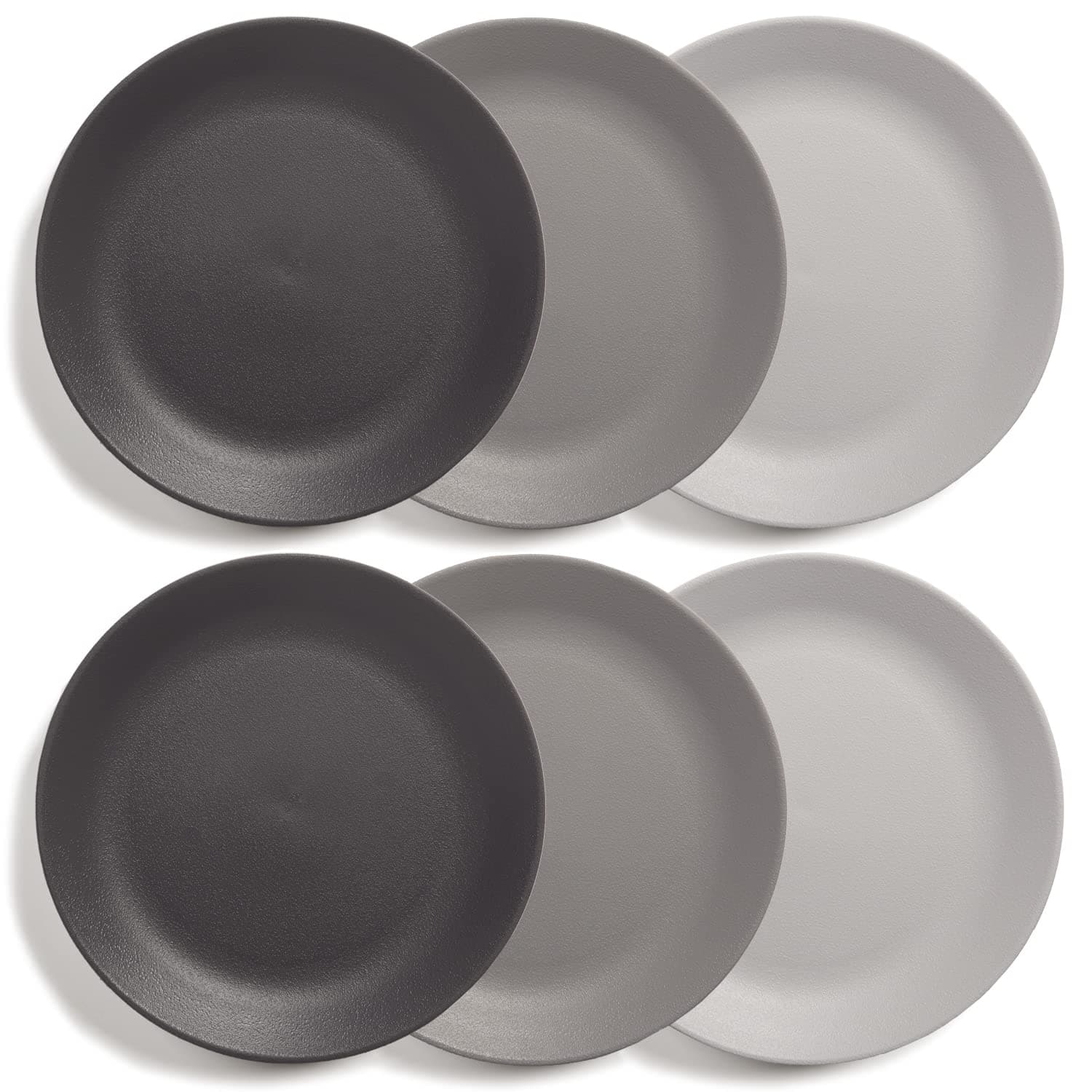 US Acrylic Everest Ultra-Durable Plastic 10 inch Dinner Plates in Grey Stone | Set of 6 Reusable, BPA-Free, Made in the USA, Dishwasher Safe Dinnerware