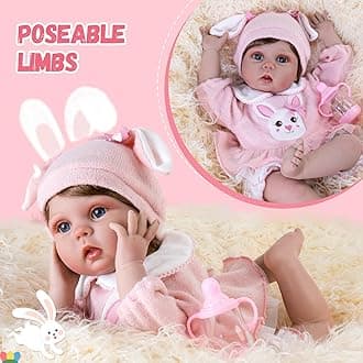 Aori Reborn Baby Doll Lifelike Weighted Girl Doll 22 Inch with Bunny Set Safety for Age 3