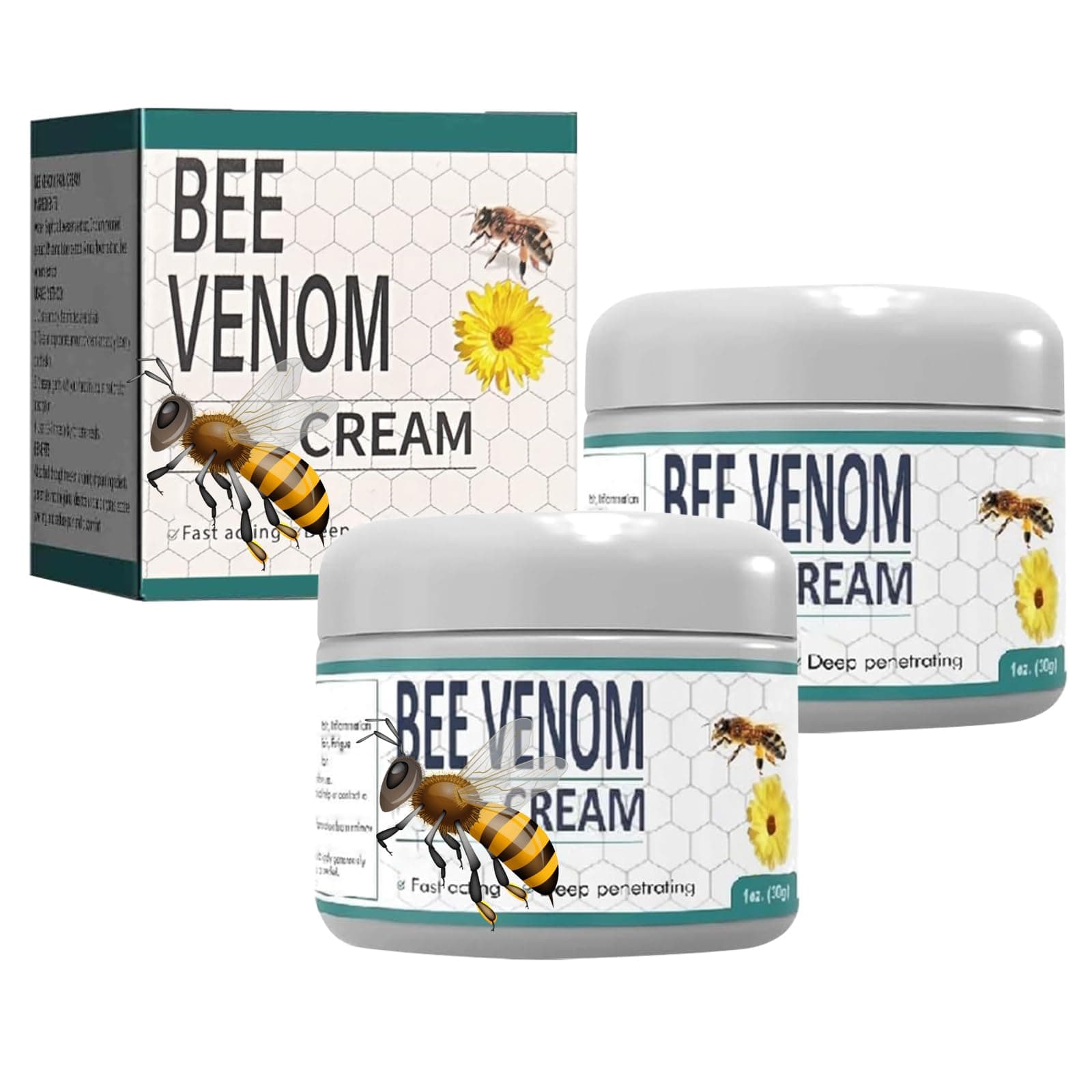 2Pcs Bee Venom Joint R elief Cream, New Bee Venom Cream, Joint and Bone Cream, Provides for Back,Neck,Hands,Feet Joints Etc.