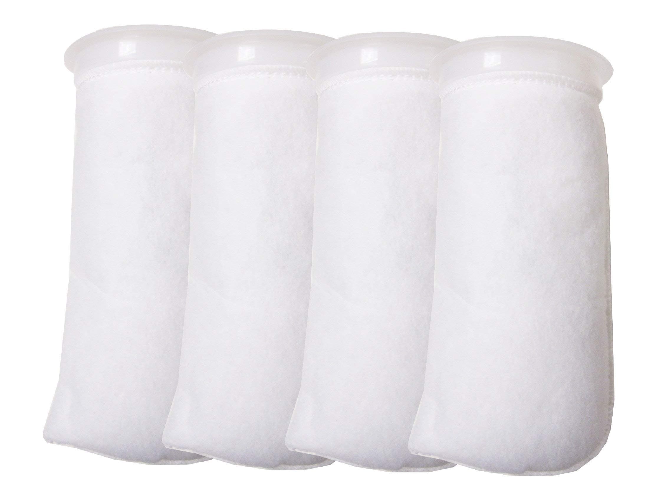 4 Pack - 4 Inch Ring Filter Socks 200 Micron - Aquarium Felt Filter Bags -4 Inch Ring By 9.5 Inch Long [Short Version] - Fits Eshopps and Aqueon