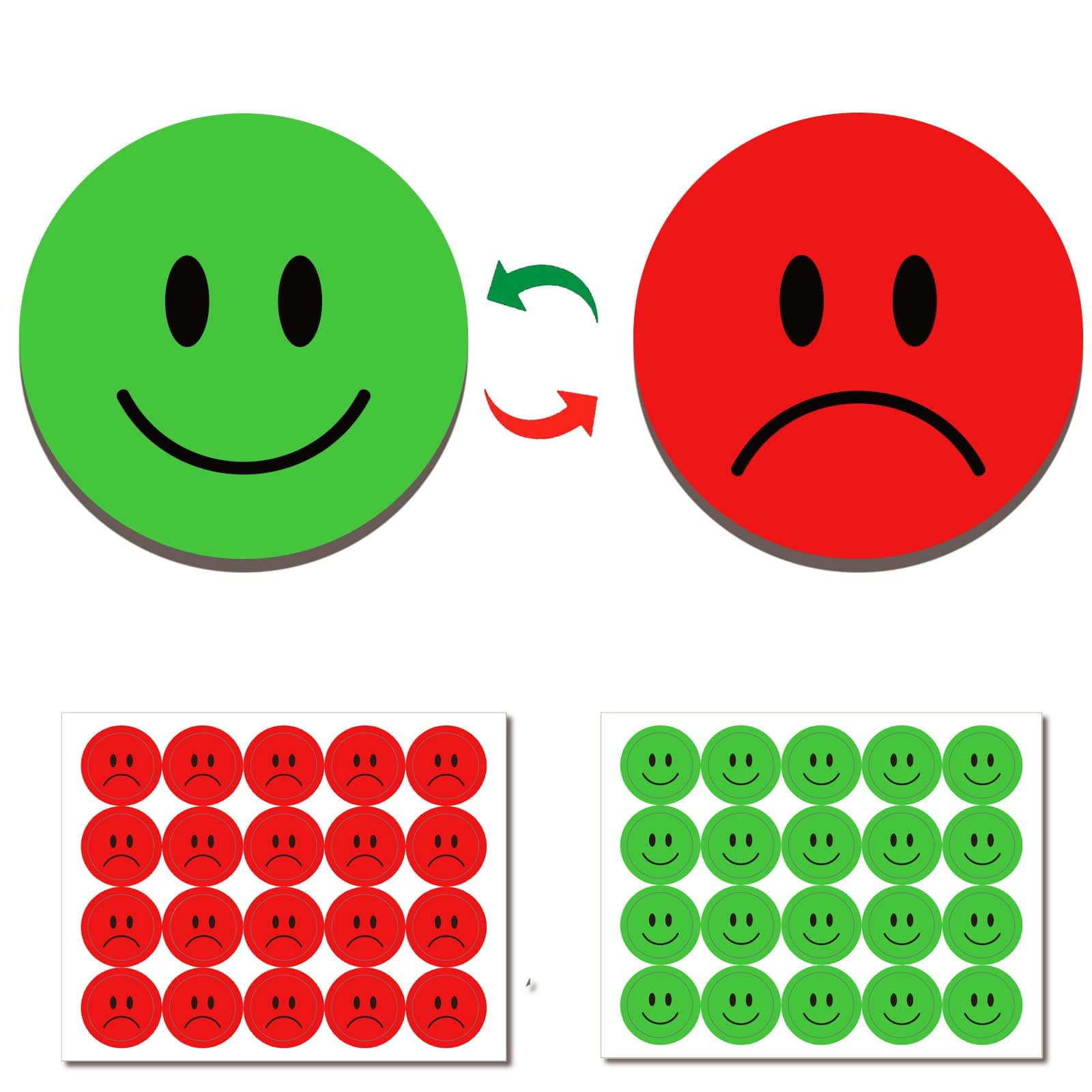 KAARP Double Sided Smiley Face Magnets for Whiteboard, Red Magnets and Green Magnets in One (1 inch) (XL003)