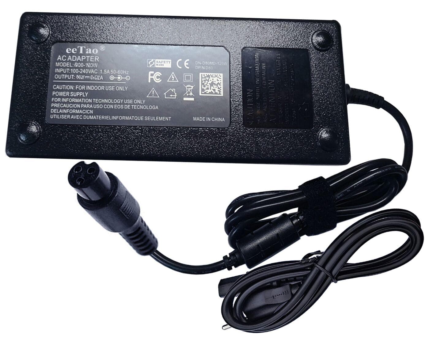 3-Prong 54.6V 2A AC/DC Adapter Charger Compatible with Circooter Mate/Raptor/Raptor Pro E-Scooter 800W 48V 12.5Ah/15Ah/20Ah 48VDC Lithium-ion Battery Electric Scooter Power Supply Cable Cord
