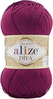 Alize Diva Silk Effect 100% Microfiber Acrylic Yarn 1 Ball skeins 100gr 383yds (326 - Purple)