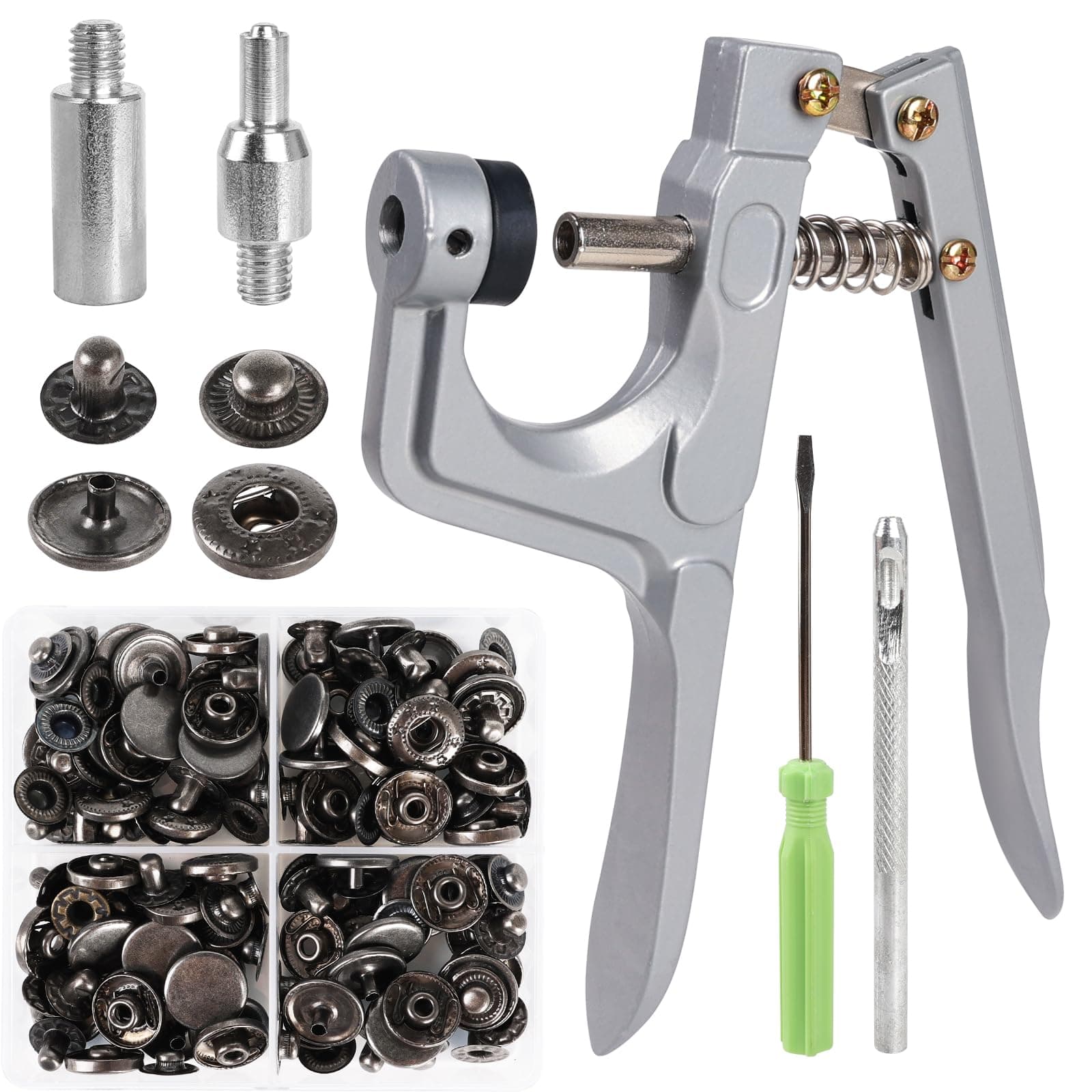 Snap Button Fastener Kit，40set (15mm) Copper Snap Fastener Pliers with DIY Studs Tools, Press Studs Snap Fasteners for Sewing, Clothing, Leather, Craft, Jacket, Handbag