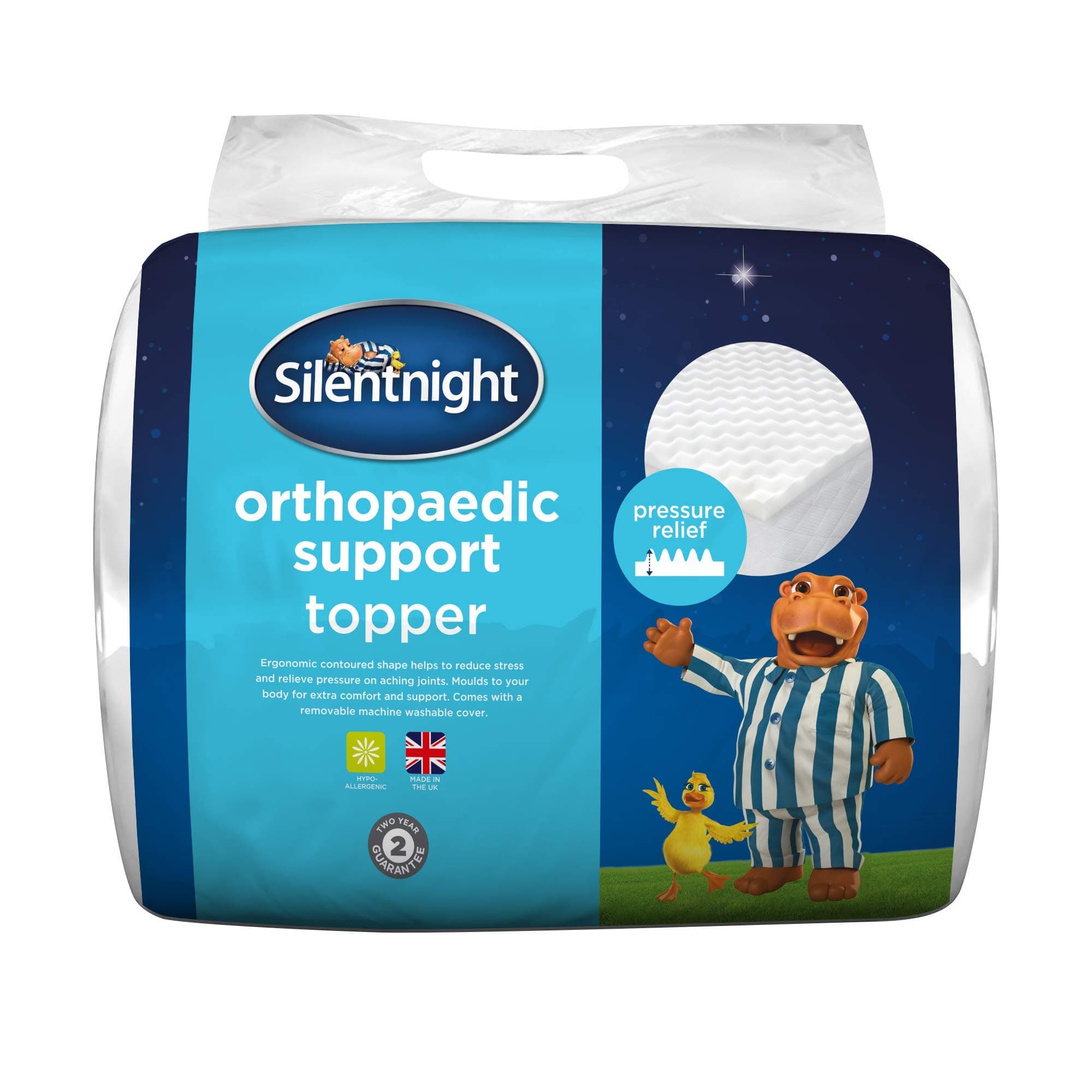 Silentnight Orthopaedic Topper with Removable Cover, White, Single, 5 cm