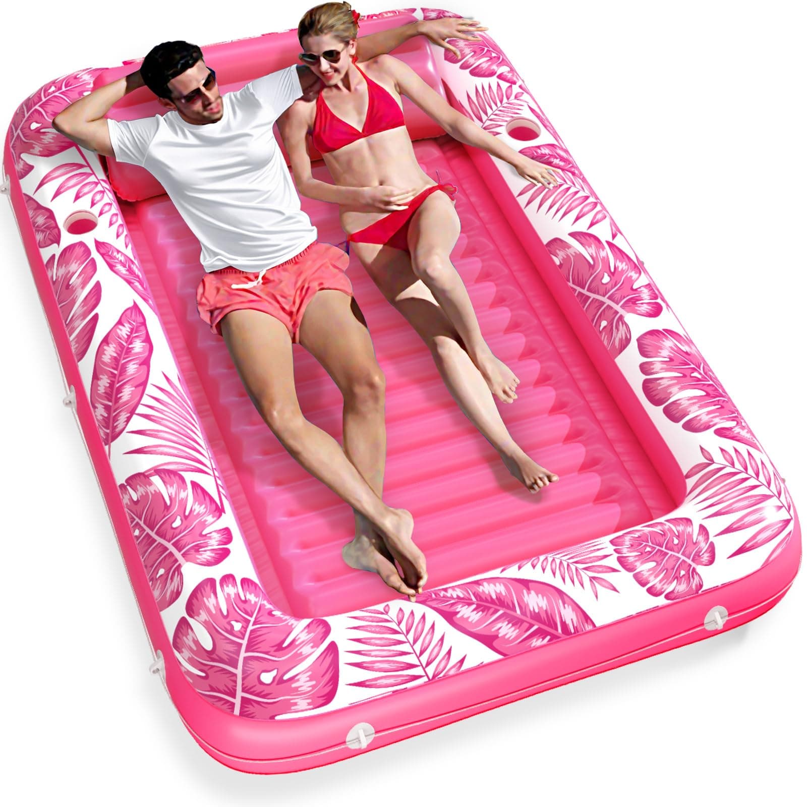 Inflatable Tanning Pool Lounger Float - Jasonwell 4 in 1 Sun Tan Tub Sunbathing Pool Lounge Raft Floatie Toys Water Filled Tanning Bed Mat Pad for Adult Blow Up Kiddie Pool Kids Ball Pit