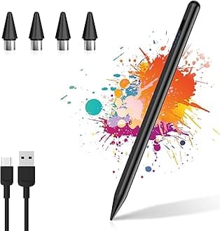 CMARS Active Stylus Pen for Android Touch Screens, Universal Tablet Pen Compatiable with iPad/iPhone/Samsung/Huawei/Xiaomi and More, Rechargeable Stylus pens with Magnetic Absorption Function - Black