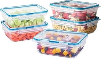 SnapwareTotal Solutions (5-Pack, 8.5 Cup) Plastic Food Storage Containers Set, Airtight & Leakproof Locking BPA-Free Lids Tupperware, Freezer Dishwasher Microwave Safe