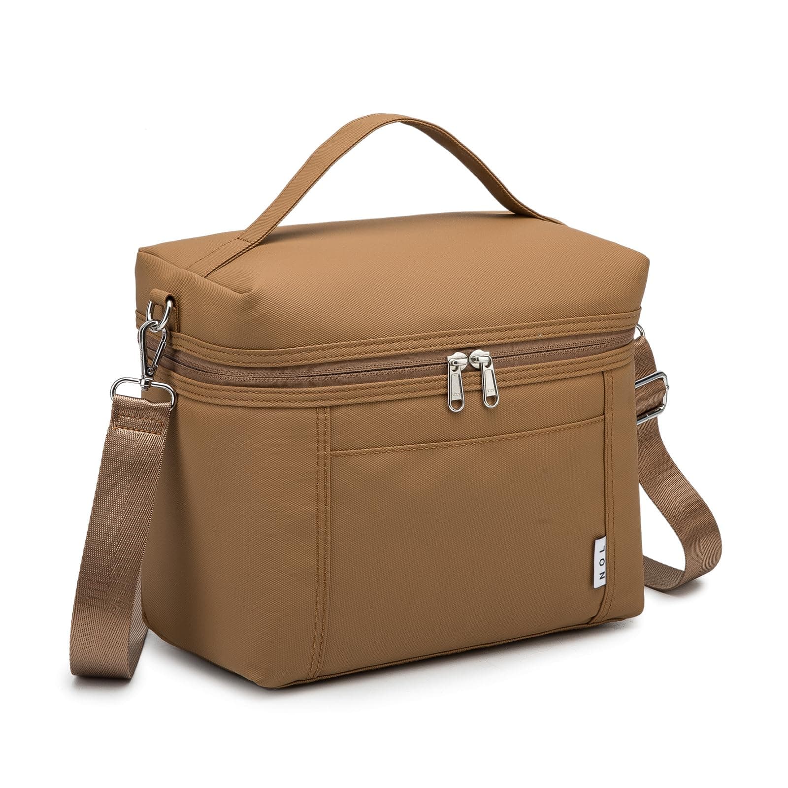 NOL Natural Organic Lifestyle Insulated Lunch Bags for Women Cooler Bag Lightweight Nylon Waterproof Lunch Box For Work (Small, Brown)