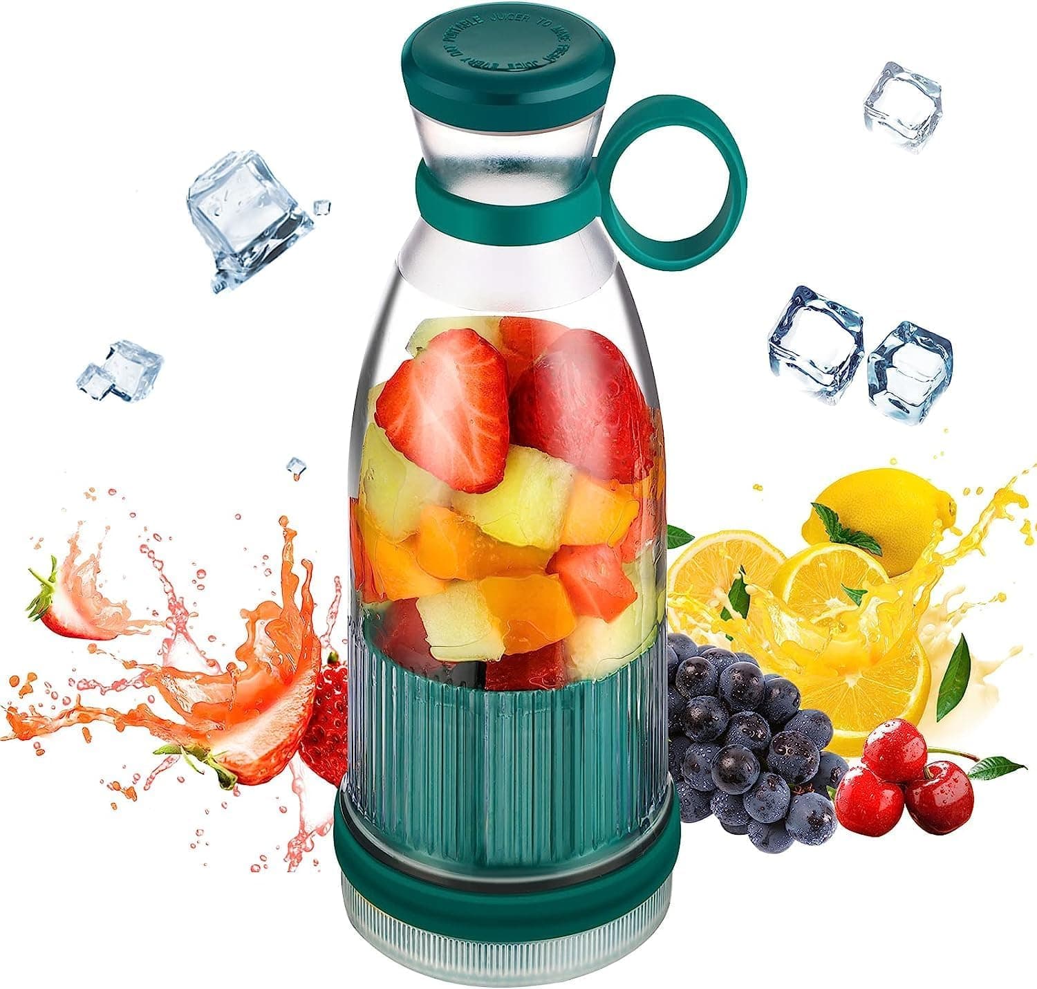 ALWAFLI Rechargeable Portable Electric Mini USB Juicer Bottle Blender for Making Juice,Travel Juicer (USB Mini Juicer Green)