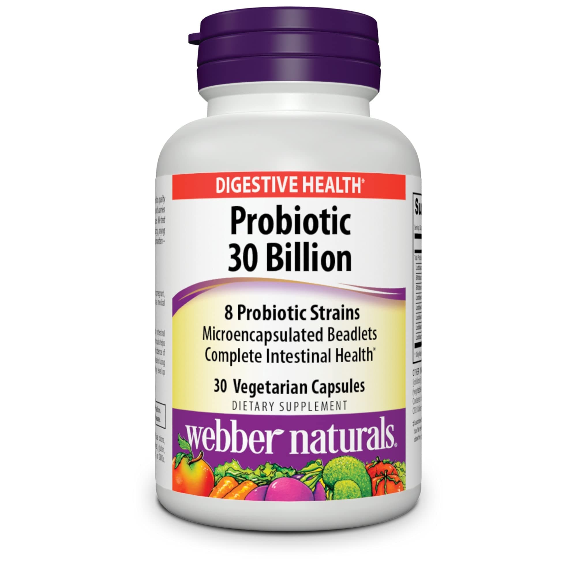 High Potency 30 Billion CFU Probiotics, for Men, Women, and Adults, Shelf Stable (no Refrigeration Required), 8 Probiotic Strains, 30 Vegetarian Capsules, for Digestive Health