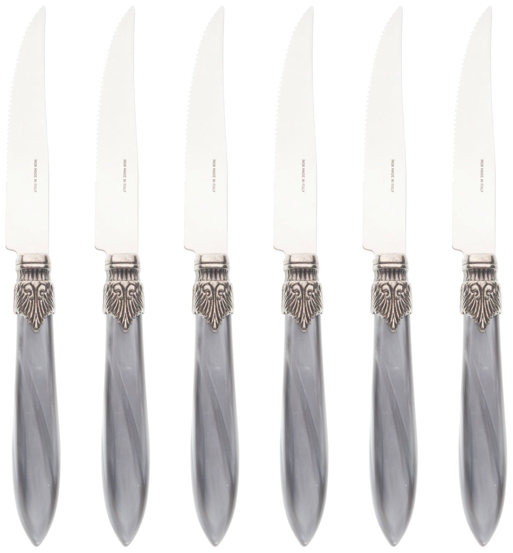 Murano Set of 6 Steak Knives Light Grey