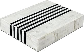 Handicrafts Home Slim Decorative Storage Box with Lid, Black White Modern Remote Control Box, Decorative Desk Organizer, Shelf Storage Box for Living Room Decor, Mono Sprint 8 x 6 x 1.5