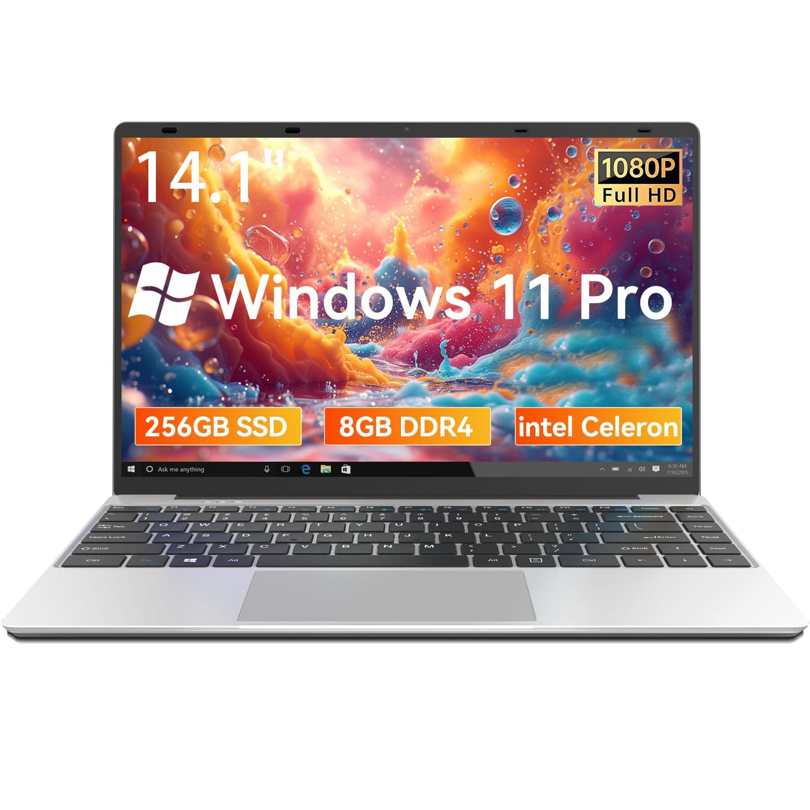 ANTEMPER 14.1 Inch Laptop, Windows 11 Laptop Computer, Intel Celeron N4020C(up to 2.8GHz), 8GB RAM 256GB SSD, Full HD 1920x1080, Mini HDMI, USB3.0, Webcam, TF Card, Type-c, 5000mAh Battery, Silver
