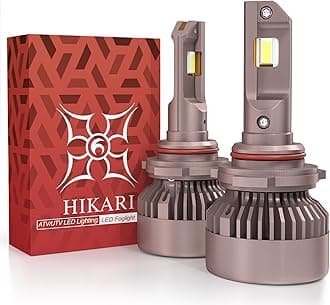 HIKARI WINGS9005 Foglight Bulbs, 50000LM Super Bright, 6000K Cool White HB3 Light Bulbs, IP68 Waterproof, Pack of 2