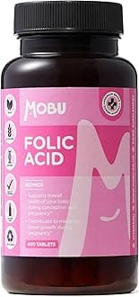 Folic Acid Tablets 400mcg - 400 Tablets - Vegan Vitamin B9 Pregnancy Care - 13 Month Supply - MOBU UK Made