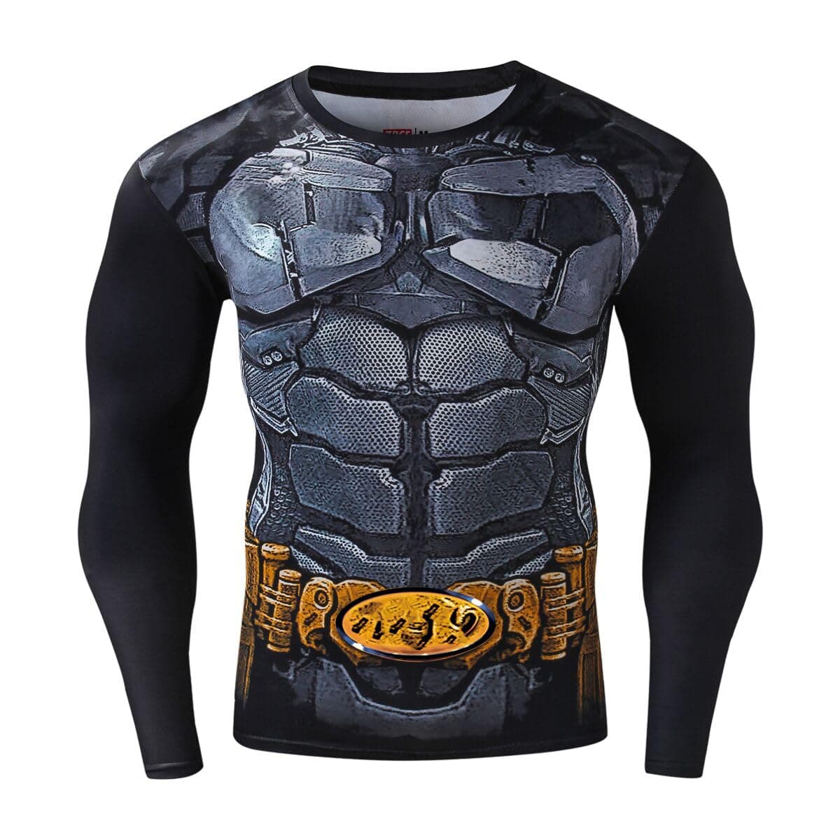Men's Compression Sports Shirt Cool 3D Bat Long Sleeve Tee (L, Bat)