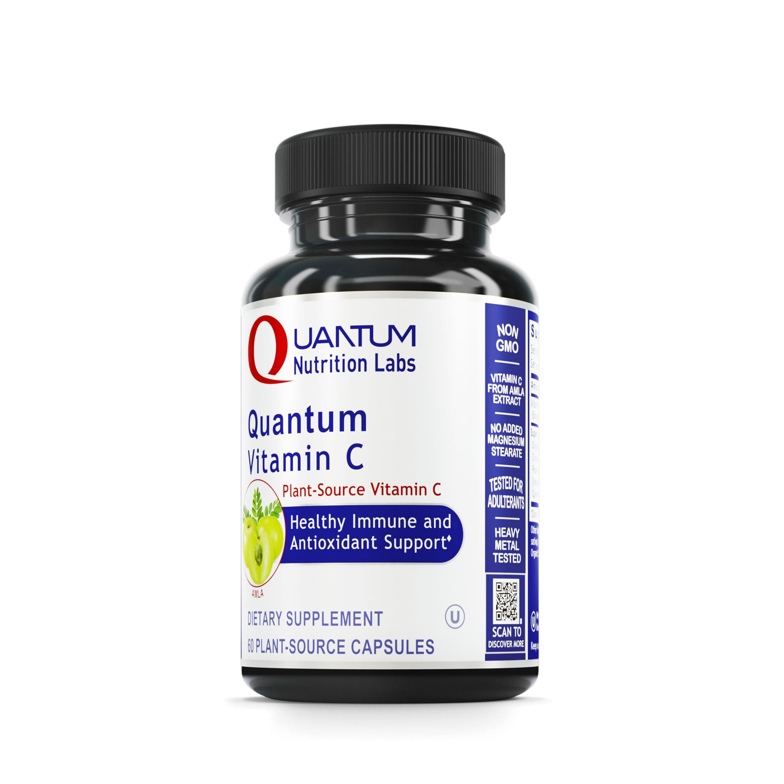 Quantum Nutrition Labs Quantum Vitamin C- Organic Natural Vitamin C Supplement for Women and Men, Whole Food Vitamin C Source, Pure with Bioflavonoids, and Amla, Aids Immune Support- 60 Vegan Capsules