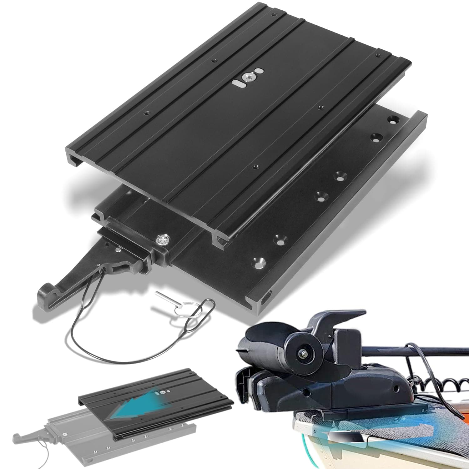 1854060 MKA-32 Ulterra, Terrova, PowerDrive Trolling Motor Quick Release Bracket with Cover, Black Aluminum