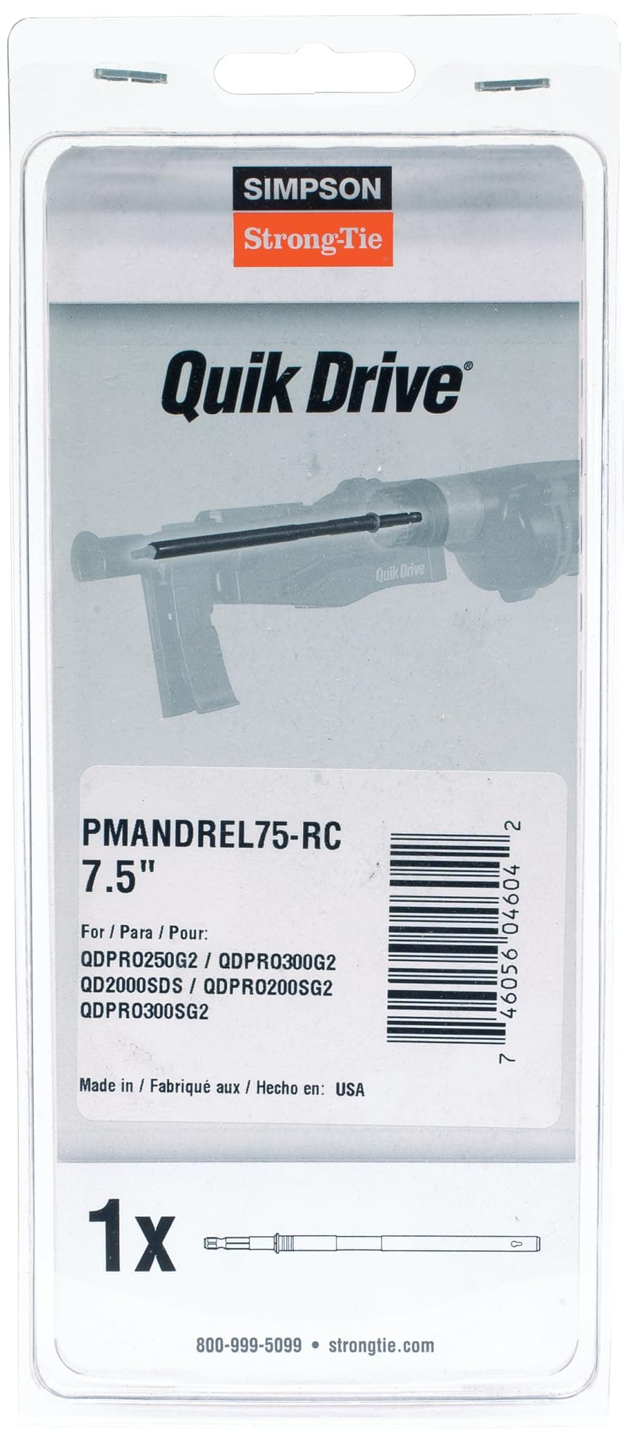 Simpson Strong-Tie PMANDREL75-RC Quik Drive 7-1/2 in. Mandrel