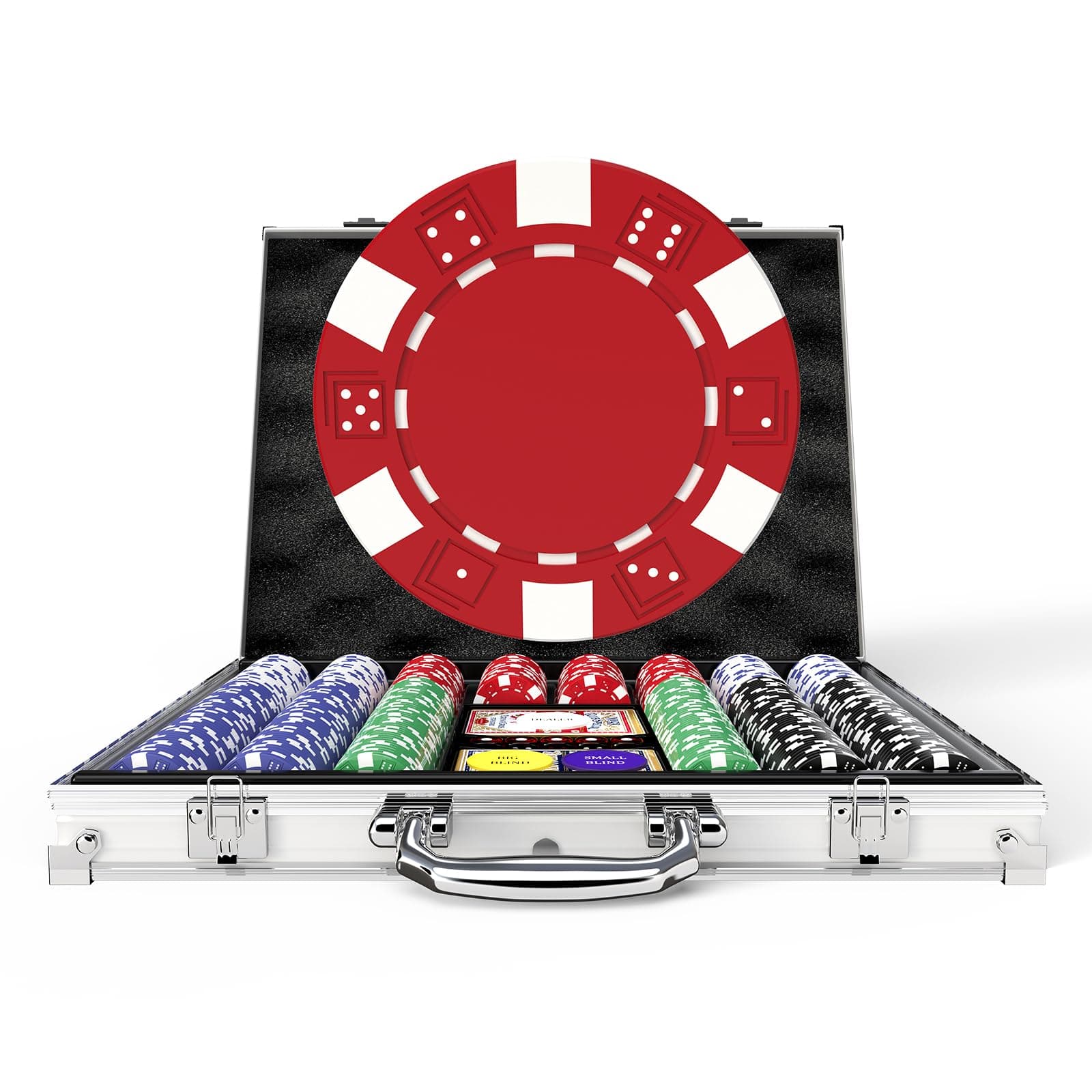 500 Piece Poker Chip Set 11.5g Heavyweight Composite Chips with Aluminum Case Playing Cards and Dealer Buttons for Texas Holdem Blackjack and Teen Patti Casino Gaming