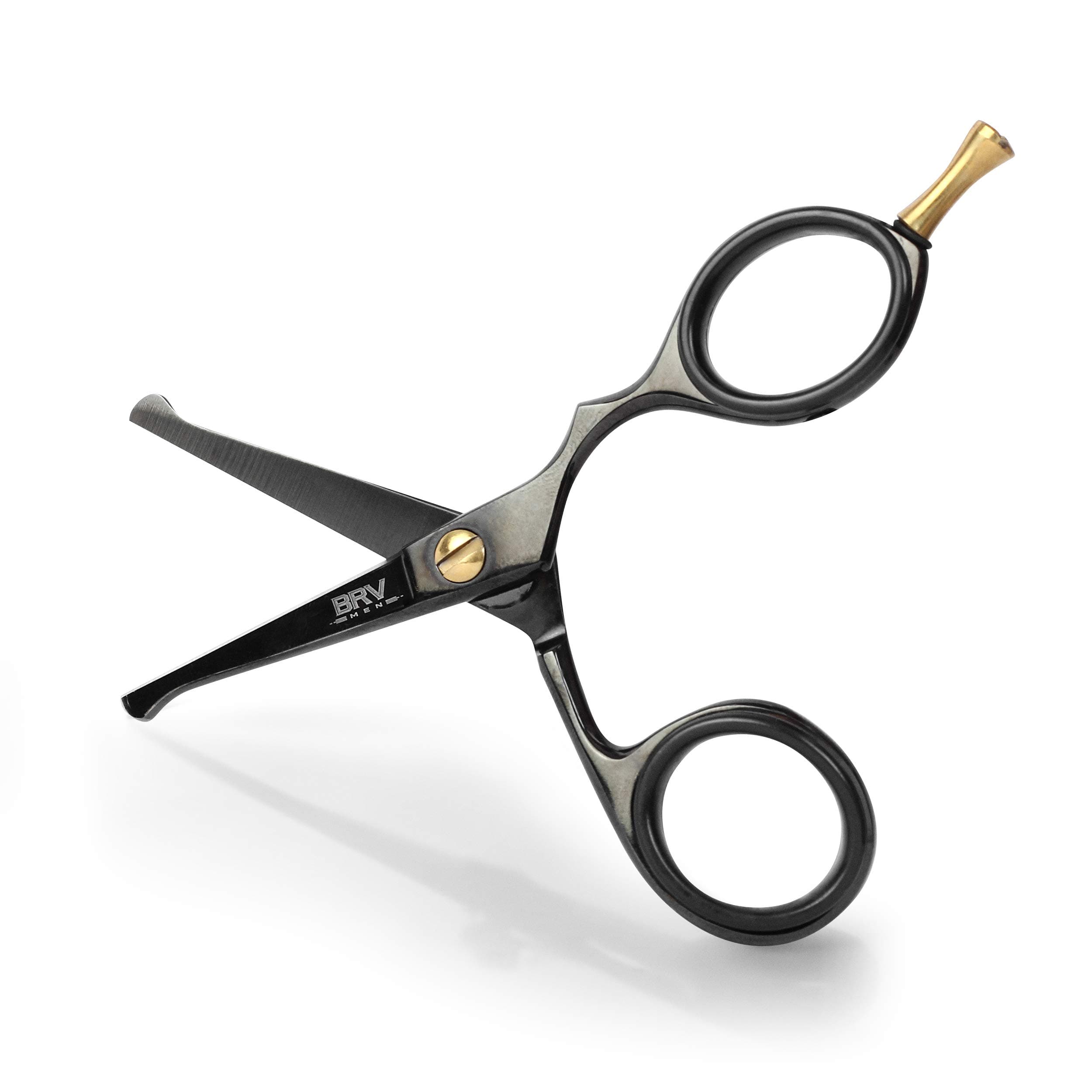 Rounded-Tip Small Trim Scissors for Men 4.2" | High Carbon Stainless Steel | Nose Hair for Men | Professional Grooming Scissors for Beard, Mustache & Ear Hair - RIGHT HANDED (Black)