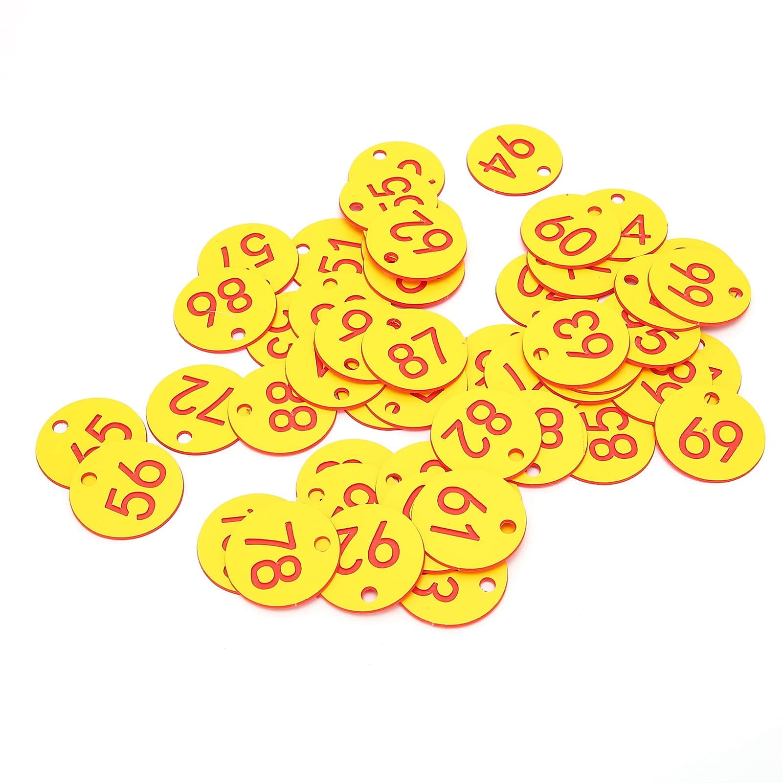 50pcs ABS Round Numbered Beehive Labels with Hole Livestock Accessories Red Yellow Beekeeping Equipment