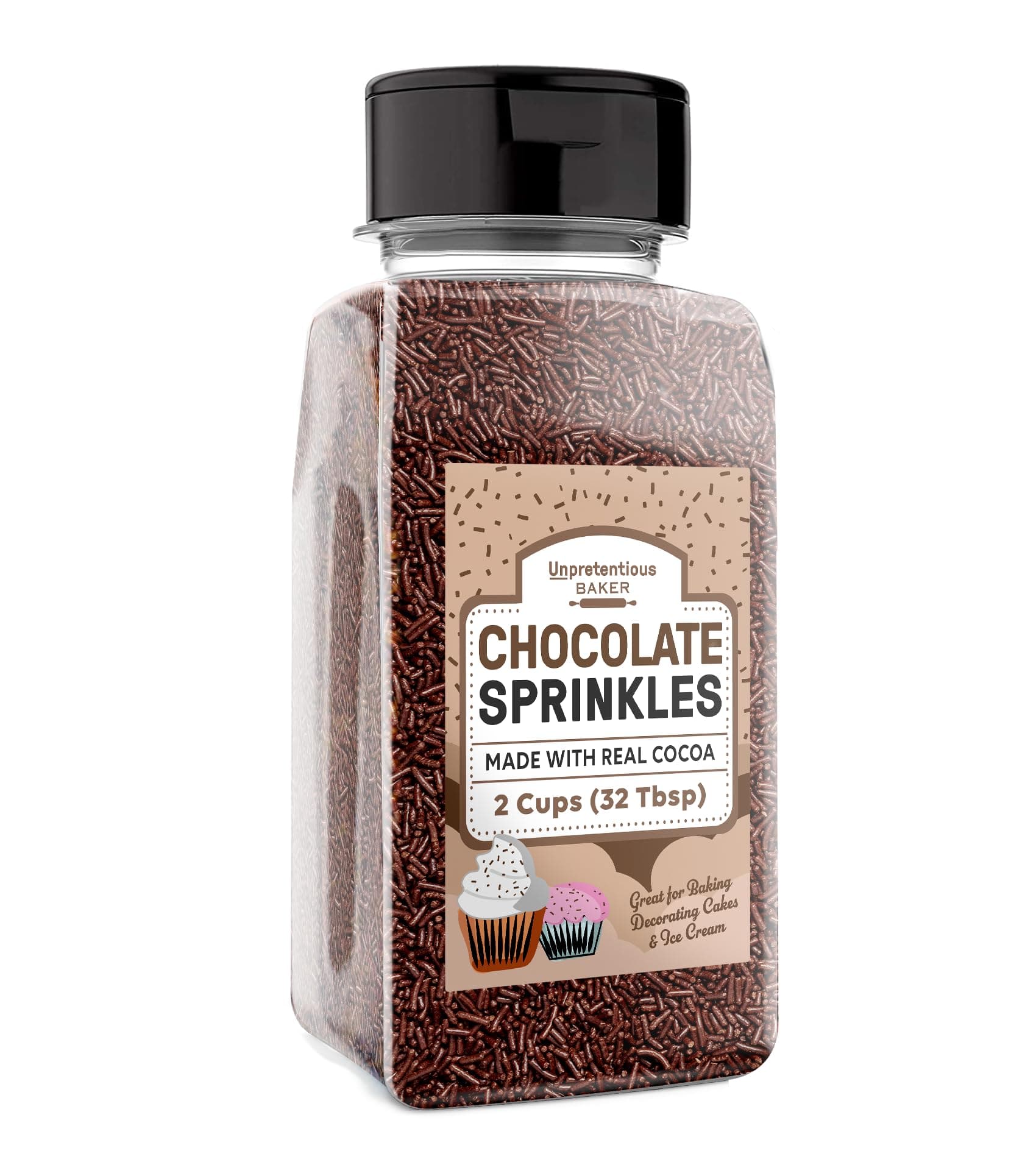 Chocolate Sprinkles, Perfect for Festivities, Multi-Use Shaker Bottle, Dessert Decorating